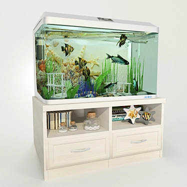 Modern Aquarium with Built-in Lighting & Water Filtration 3D model image 1 