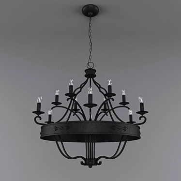 Title: Elegant Wrought Iron Chandelier 3D model image 1 