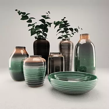 Ceramic Vases Decor Set 3D model image 1 