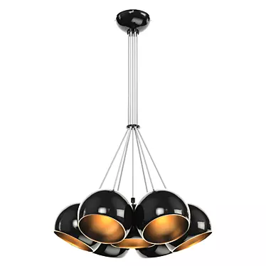 Black and Gold Metal Chandelier: Elegant Lighting from POLAND 3D model image 1 