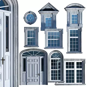 British Classic Window and Door Set 3D model image 1 