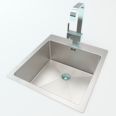 Shiny Chrome Kitchen Sink 3D model image 1 