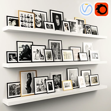 B&W Photo Wall Set 3D model image 1 