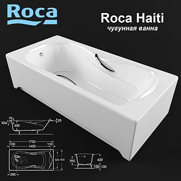 Roca Haiti: Authentic Cast Iron Bath 3D model image 1 