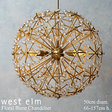 Floral Burst Chandelier: Elegant and Dynamic Lighting 3D model image 1 