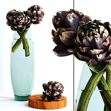 Elegant Burgundy Artichoke Set 3D model image 1 