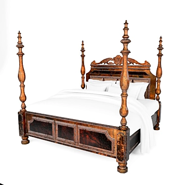 Classic Wood Bed: Timeless Elegance for Your Bedroom 3D model image 1 