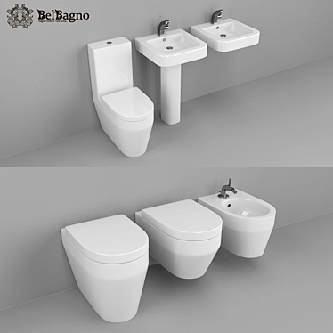 BelBagno Genius Collection - Stylish Porcelain Bathroom Set 3D model image 1 