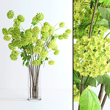 Realistic Viburnum Branches in Glass Jar 3D model image 1 