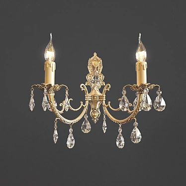 Vintage Gold Crystal Chandelier 3D model image 1 