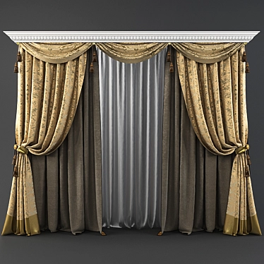 Classic Style Curtains 3D model image 1 