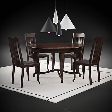 Timeless Elegance: Vintage Table & Chairs 3D model image 1 