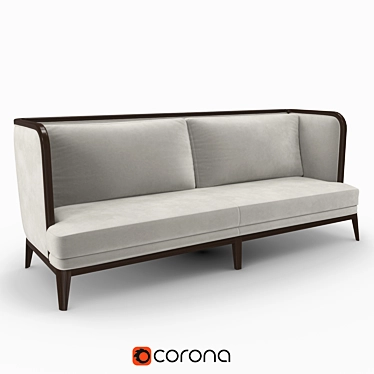 Andree Putman Pagoda Sofa: French Oak Sophistication 3D model image 1 