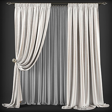 Elegant Classic Style Curtains 3D model image 1 