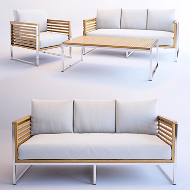 Renava Minorca Teak White Outdoor Sofa 3D model image 1 