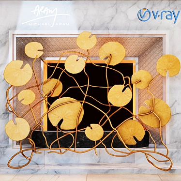 ("Lilypad" Bronze Sculptural Fireplace Screen) 3D model image 1 