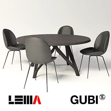 Elegant Beetle Dining Chair & Wow Table 3D model image 1 