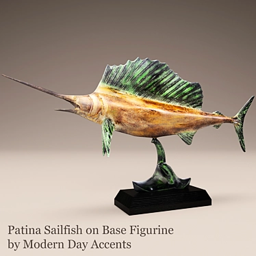 Sailfish Patina Figurine 3D model image 1 