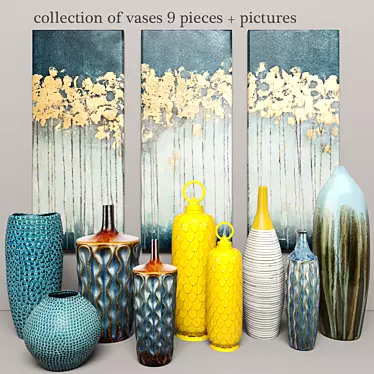 Elegant Clay Collection: 9 Vases 3D model image 1 