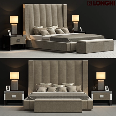 Luxurious Longhi Kubrick Velvet Ottoman Set 3D model image 1 