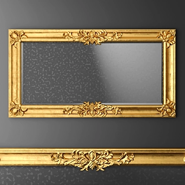 Baroque Gold Mirror: Luxury Wall Decor 3D model image 1 