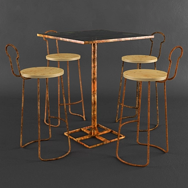 Rusty Metal in Me: Architect Solmaz Fooladi Chair & Table 3D model image 1 