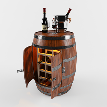 Barrel-shaped Wine Cabinet 3D model image 1 