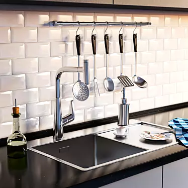 Modern Kitchen Sink Set: Artinox + Hansgrohe 3D model image 1 