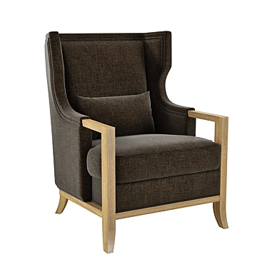 Cozy Hickory Wing Chair: Elegant and Comfortable 3D model image 1 