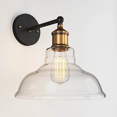 Industrial Clear Glass Wall Sconce 3D model image 1 