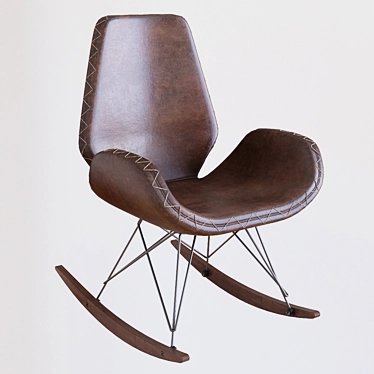 Loftdesign Armchair: Metal, Oak, and Faux Leather 3D model image 1 