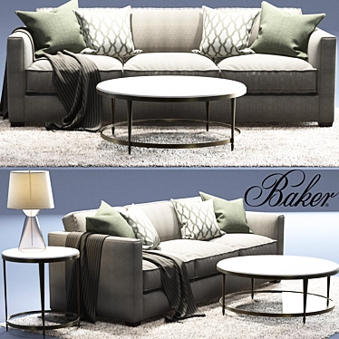 Elegance in Motion: Baker Manhattan Sofa 3D model image 1 