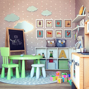 Kids Decor and Furniture Set 3D model image 1 