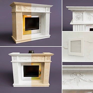 Parisian Marble Fireplace Set 3D model image 1 