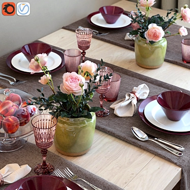 Serving table with tea roses