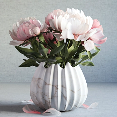 Elegant Peonies in a Vase 3D model image 1 