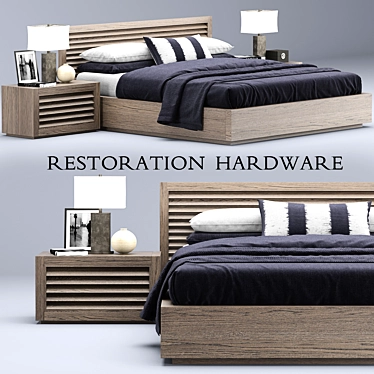 Elegant Grand Shutter Bed 3D model image 1 