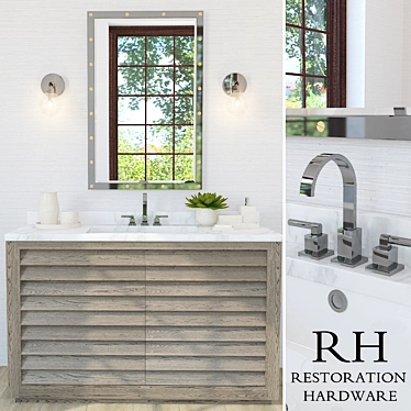Elegant Grand Shutter Vanity Sink 3D model image 1 