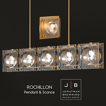 Modern Hexagonal Chandelier & Sconces 3D model image 1 