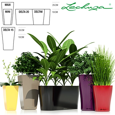 Sleek Lechuza Desktop Pots 3D model image 1 