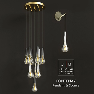 Elegant Bronze Chandelier & Sconces 3D model image 1 