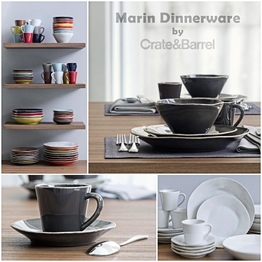 Elegant Marin Dinnerware Set 3D model image 1 