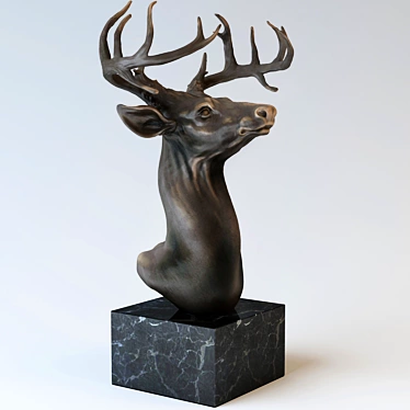 Gilded Majesty: Deer Head Sculpture 3D model image 1 