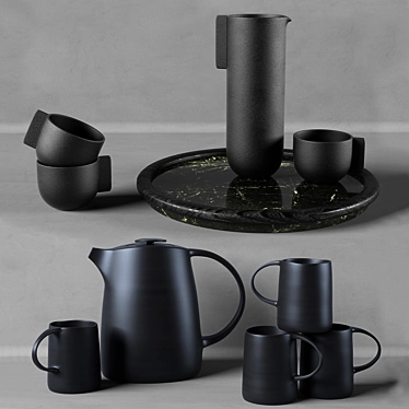 Stoneware Pitcher & Kettle Set 3D model image 1 