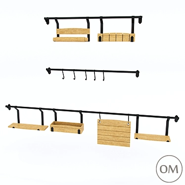 LISTVIG Country Rail System: Versatile Shelf, Knife Holder, Hooks, and More 3D model image 1 