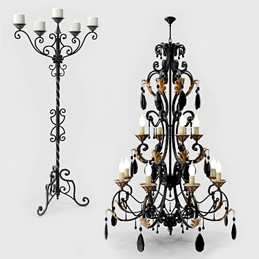 Elegant Iron Candelabra: Rialto Floor Ambiance 3D model image 1 