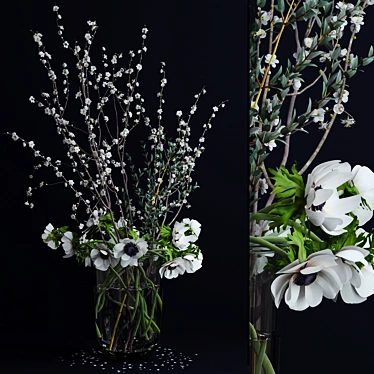 Elegant Anemones and Branches 3D model image 1 