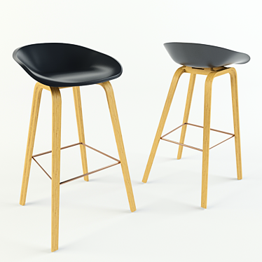 Sleek Wooden Stool: AAS32 3D model image 1 