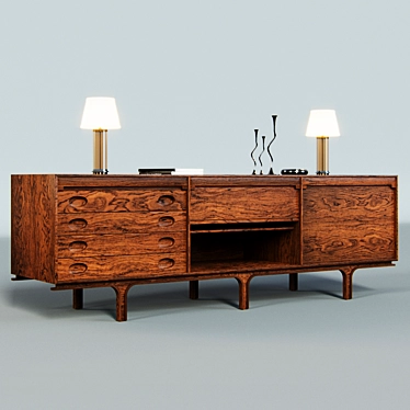 Elegant Rosewood Sideboard & Chic Cylinder Lamp 3D model image 1 