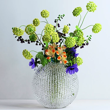 Elegant Viburnum Anemone Arrangement 3D model image 1 